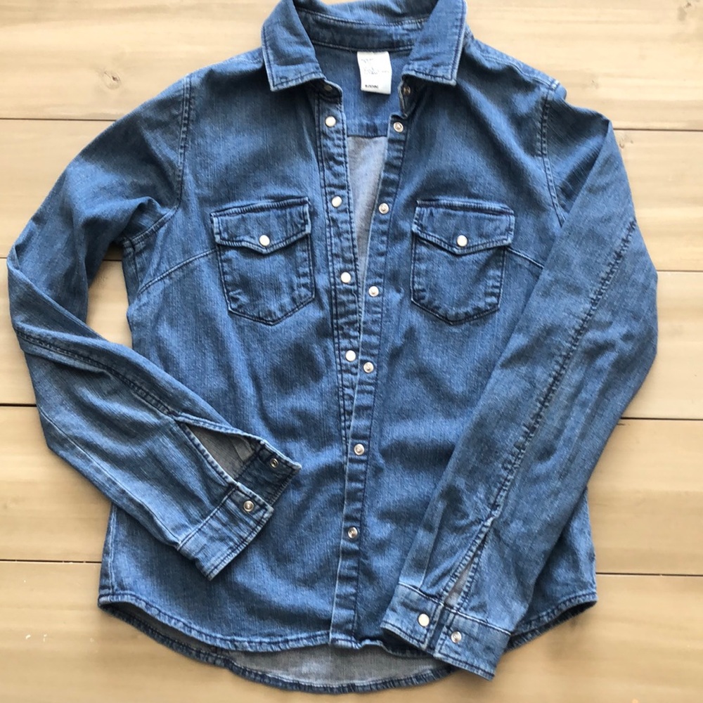 Denim snap button up long sleeve